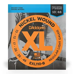 Encordoamento Daddario Guitarra EXL110B (0.10/0.46) Regular Light - grátis corda Extra