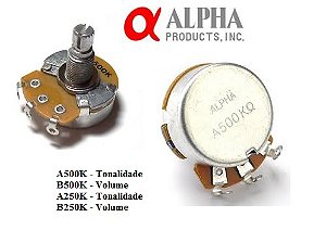 Potenciômetro Alpha base Grande eixo curto 500K/A 15/24mm p/Tonalidade