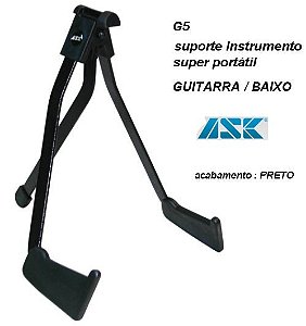 Suporte para instrumento de chão ASK (Guitarra ou Baixo) Tamanho Reduzido - modelo G5 Preto