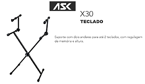 Suporte para Teclado ASK em ferro tipo X30 para 2 Teclados - Preto