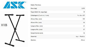 Suporte para Teclado ASK em ferro tipo X - modelo X10S Preto