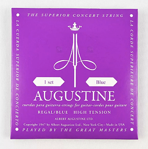 Encordoamento AUGUSTINE Violão Nylon Regal Blue - Rótulo Roxo - Tensão Alta (made in USA)