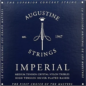 Encordoamento AUGUSTINE Violão Nylon Imperial Blue - Rótulo Azul Escuro - Tensão Alta (made in USA)