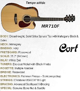 Violão Cort Aço Elétrico tipo Folk c/ Cutway - MR710F - cor: NS Natural Fosco equipado com Pre Fishman c/ afinador