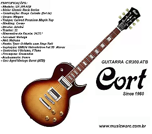 Guitarra CORT CR300 ATB tipo LP c/ Captadores EMG