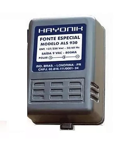 Adaptador / Fonte HAYONIK ALS930 - 9v AC 800ma p/ ALESIS