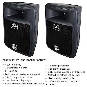 Caixas Passivas Peavey PR12 NEO - Alto-Falante de 12" (Made in USA) - 200w RMS /400w potencia Pico - ótima p/ PA - par