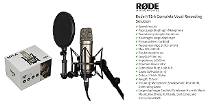 NT1-A Microfone Rode Condenser p/ Studio acompanha aranha , Pop Filter e cabo