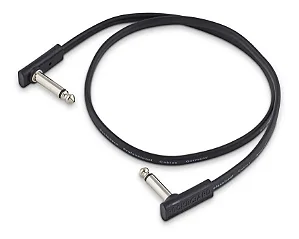 Cabinho Flat p/ pedais Rockcable 60 cm RBOCABPCF60BLK - Plug L nas duas pontas - Preto