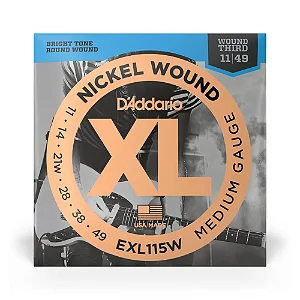 Encordoamento DADDARIO Guitarra EXL115W (0.11/0.49) Terceira Encapada - Medium Gauge