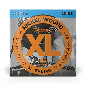 Encordoamento DADDARIO Guitarra EXL140 (Light Top Heavy) - híbrida 0.10/0.52