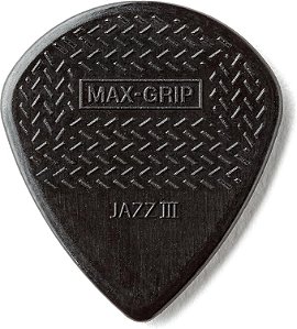Palheta DUNLOP MAX-GRIP JAZZ 3 BLACK STIFFO Fibra de Carbono (unidade)