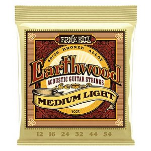 Encordoamento ERNIE BALL Violão Aço Earthwood cod.2003 - 0.12 Medium Light Bronze (Made in USA)