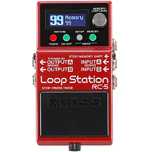 Pedal Compacto Boss RC-5 Loop Station Avançados P/ Guitarra Vermelho