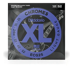 Encordoamento Daddario Guitarra Chrome ECG25 (0.12) - Corda Flat Lisa