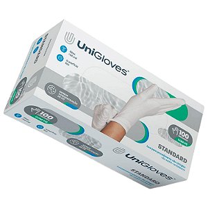 Luva de Látex com Pó Tamanho PP Unigloves – Caixa com 100 Unidades