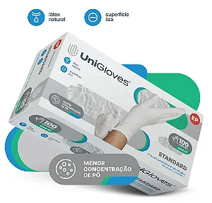 Luva Látex com Pó Tam M Uso Médico Unigloves cx 100