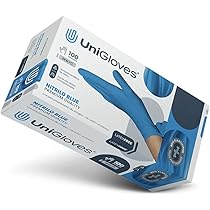 Luva Nitrílica Sem Pó Azul Tamanho M – Unigloves | Uso Médico | Caixa com 100 Unidades