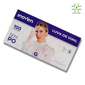 Luva Vinil Sem Pó G – Inoven | Uso Médico | 100 Unidades