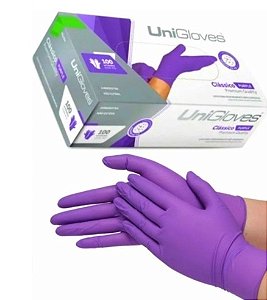 Luva Látex com Pó Purple Premium Quality Extra Tam P Unigloves cx 100