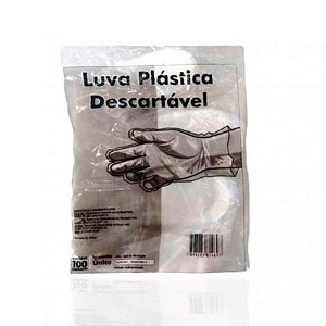 Luva Plástica Descartável MBlife pacote com 100 unidades