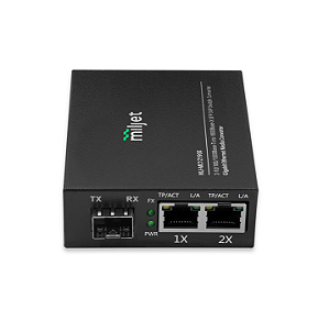 Conversor de Fibra SLOT SFP com 02 Portas RJ45 Giga