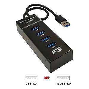 HUB USB 3.0 4 Portas Preto