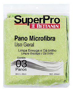 PANO MICROFIBRA MULTIUSO ALTA PERFORMANCE 3UN 32X30CM VERDE - SUPERPRO