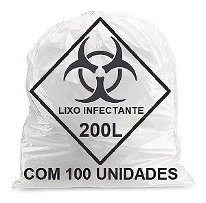 SACO DE LIXO HOSPITALAR 200 LITROS C/100