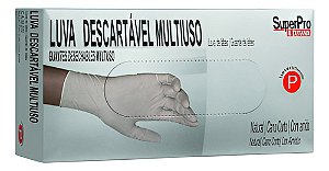 LUVA DESCARTÁVEL LÁTEX SEM PÓ COM 100 UNIDADES- SUPERPRO