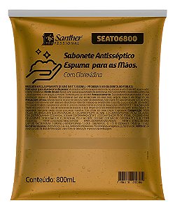 SABONETE ANTISSÉPTICO ESPUMA  800ML - SANTHER PROFESSIONAL