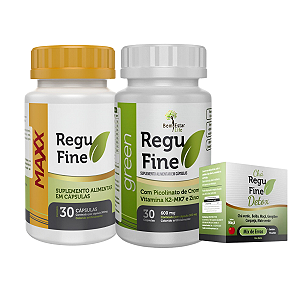 Regu Fine Maax 30 cáps-Regu Fine Green e Chá Regu Fine Detox- Bem Estar Life