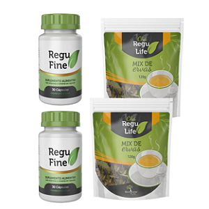 Kit 2 Regu Fine e 2 Chá Regu Life Combo Emagrecedor 5x mais forte Bem Estar Life