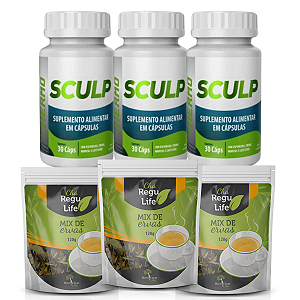 Kit 3 Sculp Thermo e 3 Chá Regu Life pacote Bem Estar Life