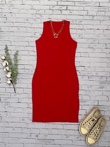 Vestido Canelado – Vermelho
