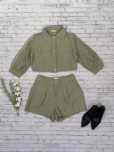 Conjunto Forrado Alfaiataria com Detalhe nos Braços – Verde Oliva