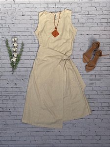 Vestido Linho Cru Transpassado/Envelope