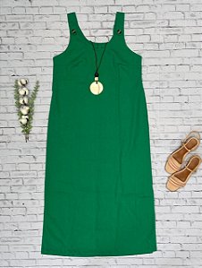 Vestido de Linho com Botões nas Alças