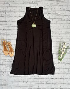 Vestido Midi de Viscolinho com Bolsos Frontais