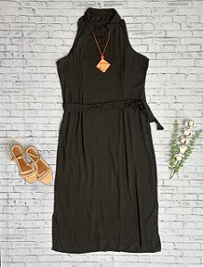 Vestido Longo de Viscolinho com Gola