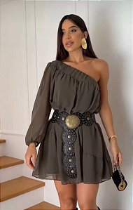Vestido Boho de Um Ombro Só