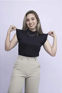 Muscle Tee Feminina – Preto Mescla