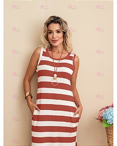 Vestido Midi Regata Listrado