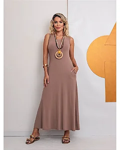Vestido Regata Longuete com Bolso