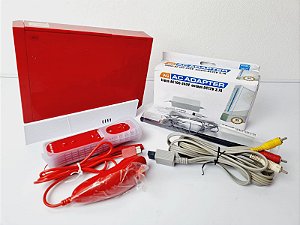 527- Console Wii vermelho funcionando perfeitamente