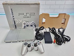 J105- Console PS2 Playstation 2 slim prata FUNCIONANDO PERFEITAMENTE