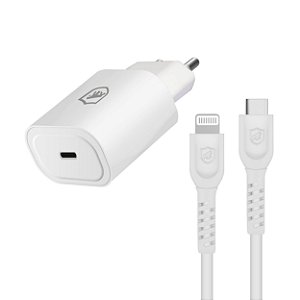KIT CARREGADOR TURBO TIPO C - QC 3.0 - 25W + CABO DUAL SHOCK MFI LIGHTNING / TYPE C 1,2M - GSHIELD