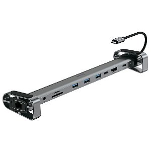 SUPORTE PARA NOTEBOOK COM ADAPTADOR USB-C 10 EM 1 - HUB USB-C STAND - IWILL