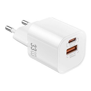CARREGADOR WIWU CUBE 33W GAN USB-C + USB-A BRANCO