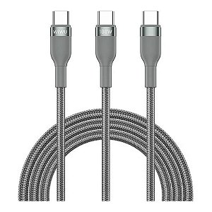 CABO WIWU CONCISE 2 EM 1 USB-C X 2 USB-C 100W CINZA
